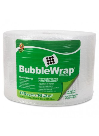 Bubble wrap, 12" Width x 175 ft Length - 187.5 mil Thickness - Reusable, Lightweight, Water Resistant, Perforated - Nylon - Clear - DUC001002902